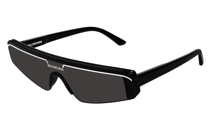 Balenciaga BB0003S Ski Shield Mirrored Sunglasses in Black