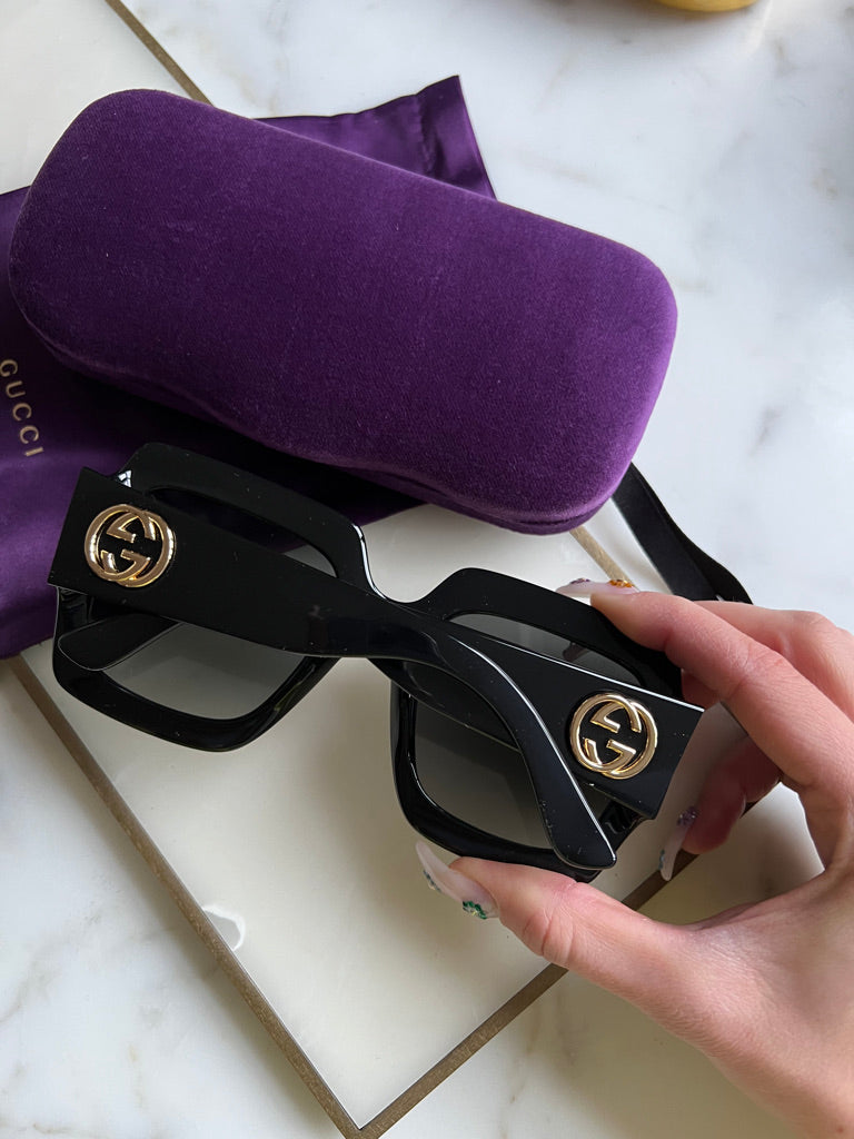 Gucci GG0053S Oversized Square Sunglasses in Black 100% UV