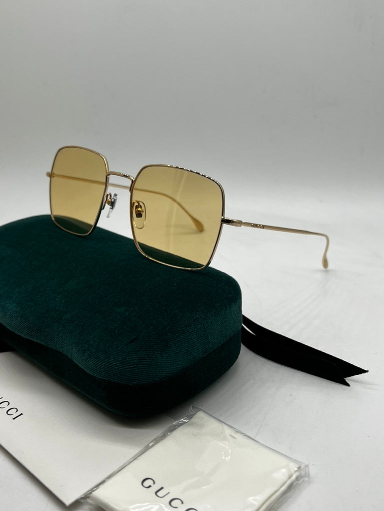 Gucci GG1184S Square Metal Sunglasses in Yellow Lens