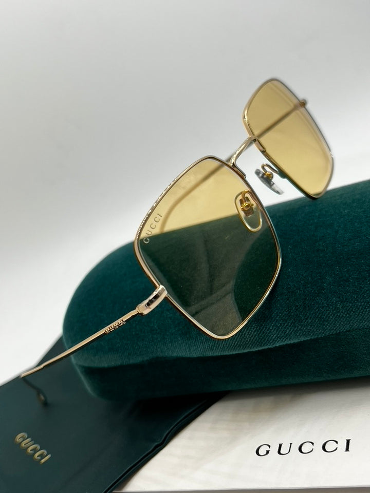 Gucci GG1184S Square Metal Sunglasses in Yellow Lens