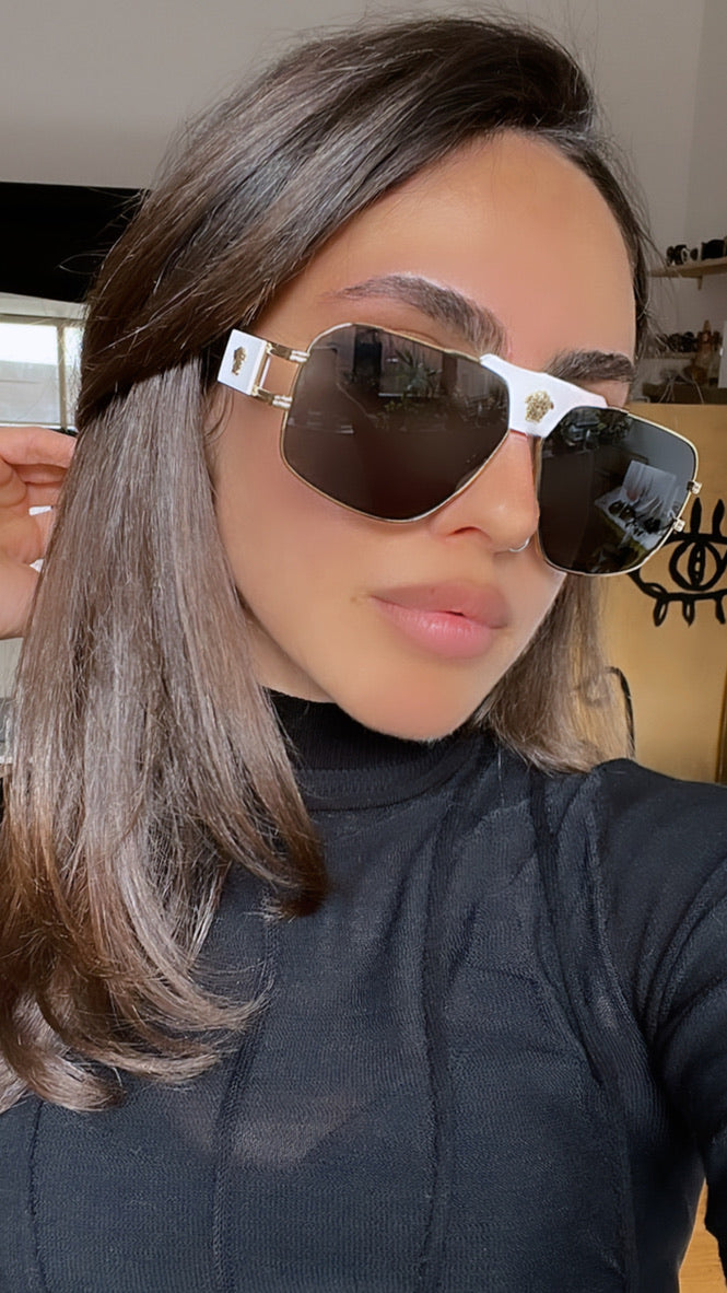 Versace VE2251 Medusa Aviator Sunglasses in White – Designer Daydream