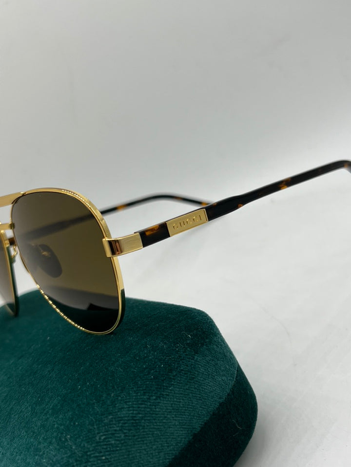 Gucci GG1163S Aviator Sunglasses in Gold Havana