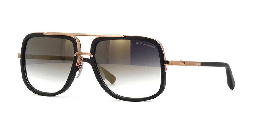 Dita Mach One Aviator Sunglasses in Matte Black / Rose Gold