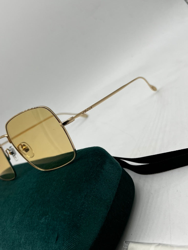Gucci GG1184S Square Metal Sunglasses in Yellow Lens