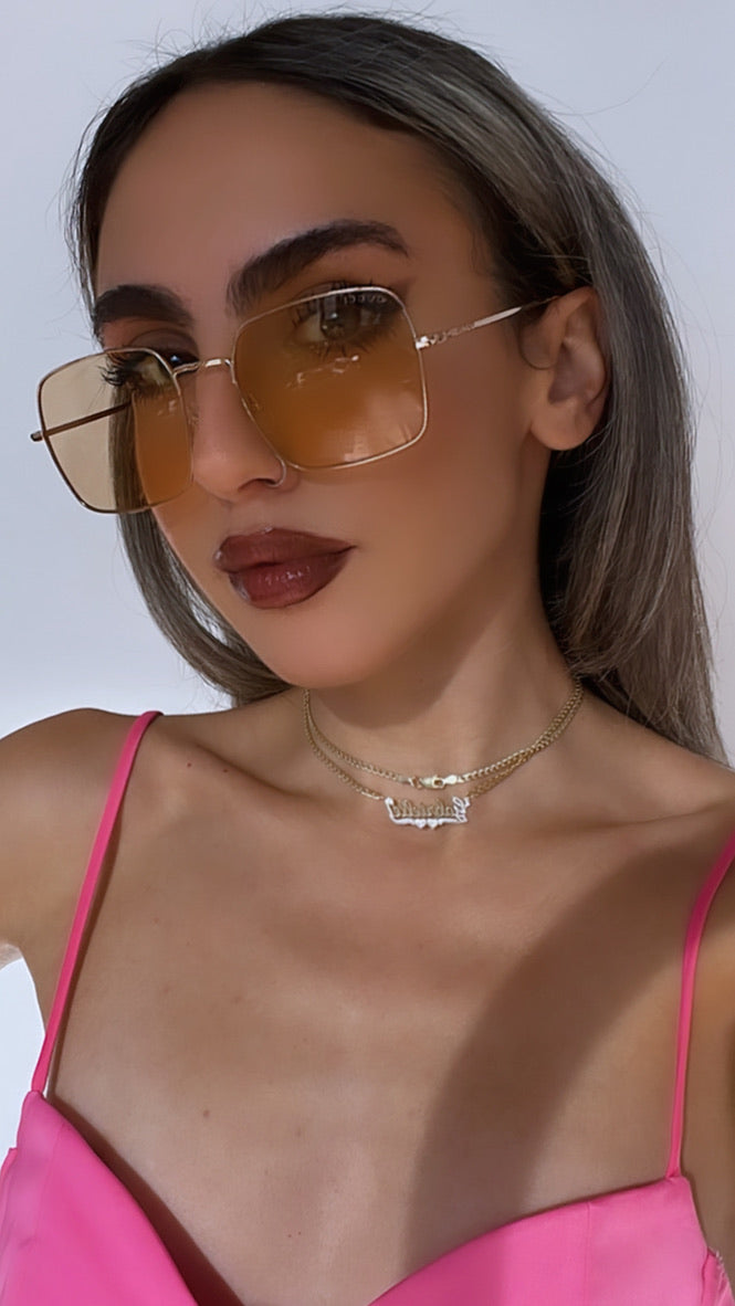 Gucci GG1184S Square Metal Sunglasses in Yellow Lens