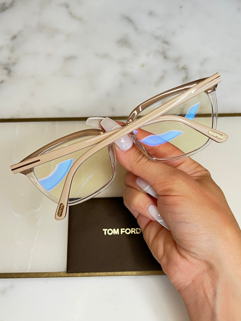 Tom Ford FT5550-F-B Nude Bluelight Eyeglasses Frames