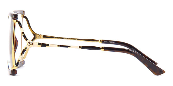 Gucci GG0592O Havana Brown Gold Oversized Square Cutout Eyeglasses Frames