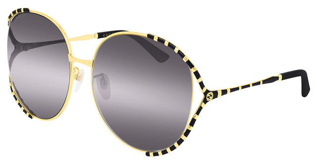 Gafas de sol redondas y recortadas de gran tamaño de 64 mm Gucci GG0595S en gris oscuro 