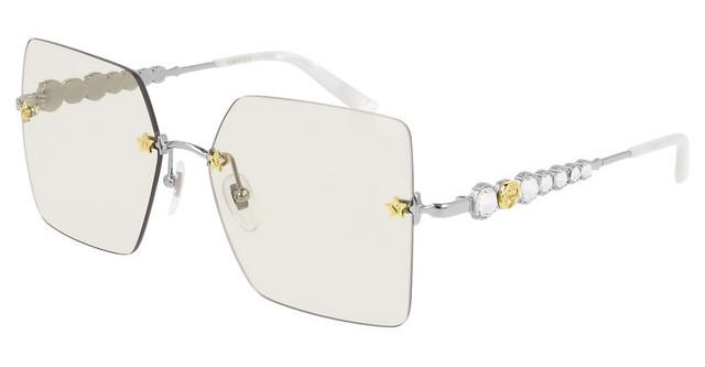 Gucci GG0644S Silver Rimless Star Lens Crystal Sunglasses
