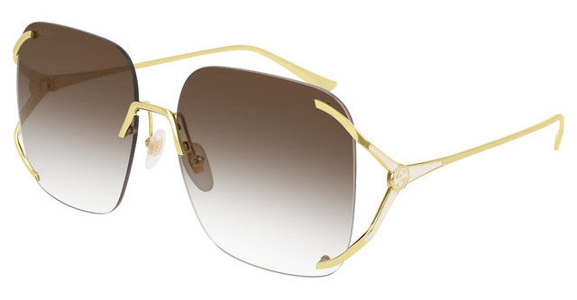 Gucci GG0646S Rimless Oversized Sunglasses in Brown Lens