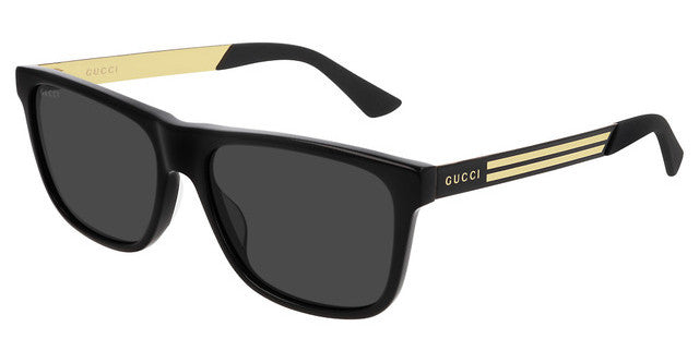 Gucci GG0687S Rectangle Striped Leg Sunglasses in Black