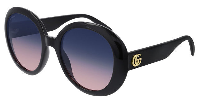 Gucci GG0712S Gafas de sol de pierna con logo redondo y lentes degradados negros extragrandes