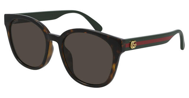 Gucci GG0855SK Unisex Striped Leg Sunglasses in Havana Brown