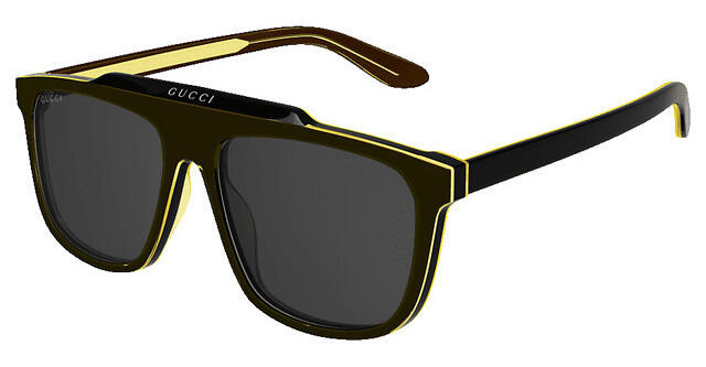 Gucci GG1039S Flat Top Unisex Sunglasses in Black Yellow Trim