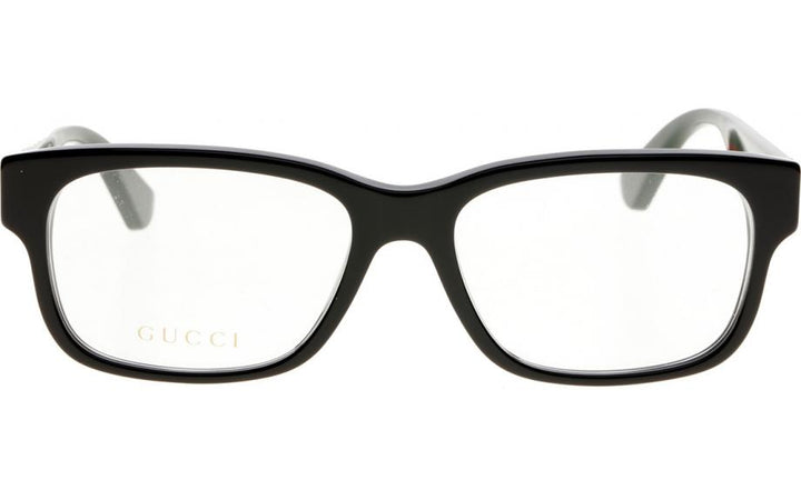 Monturas de anteojos Gucci GG0343O con patas a rayas y borde grueso negro