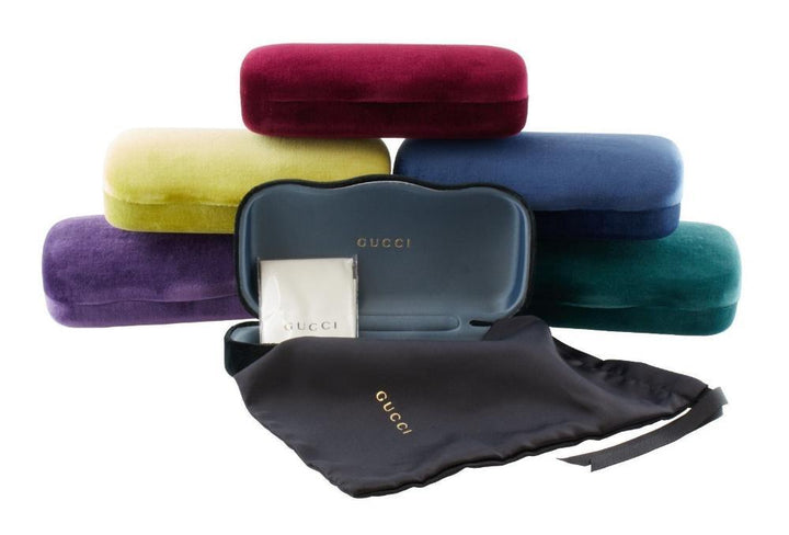 Monturas de anteojos con corte cuadrado extragrande en oro negro Gucci GG0592O