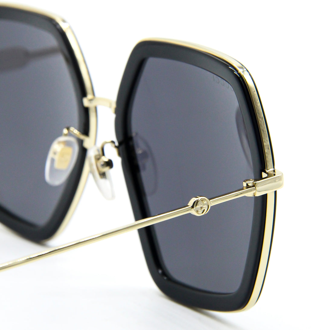 Gucci GG0106S Oversized Black Geometric Sunglasses