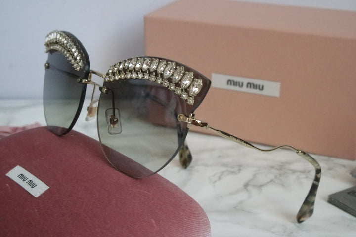 Miu Miu MU58TS Scenique Oversized Crystal Cat Eye Sunglasses
