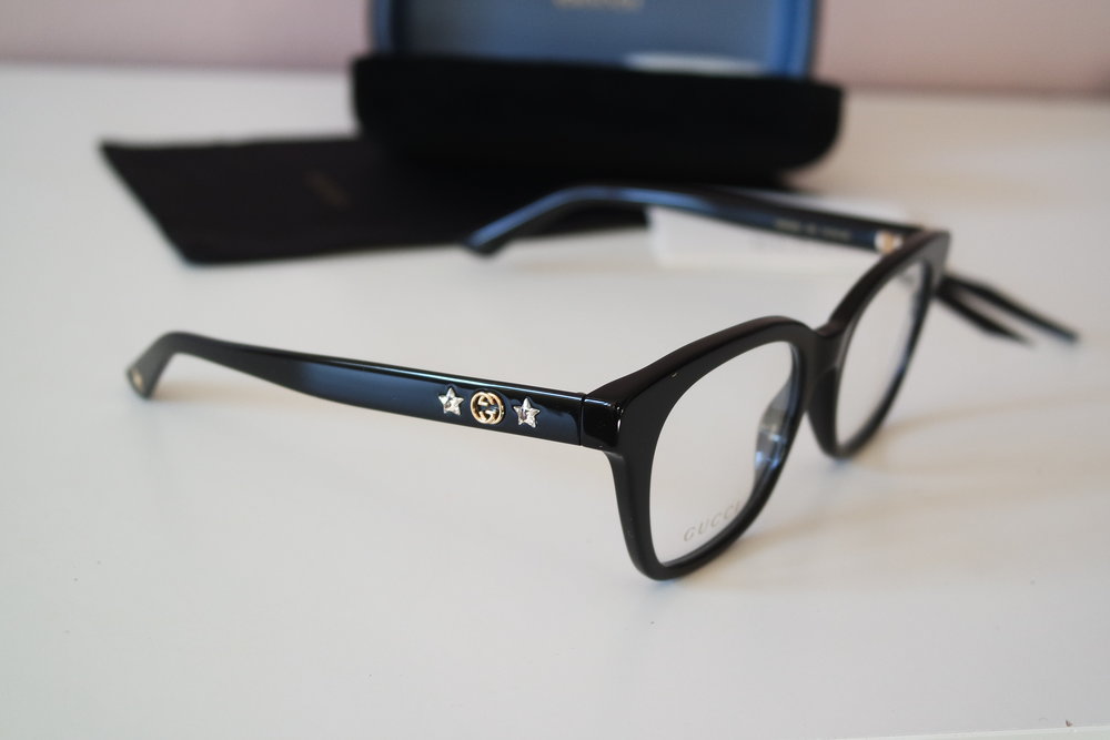 Gucci GG0349O Crystal Star Leg Eyeglasses Frames in Black