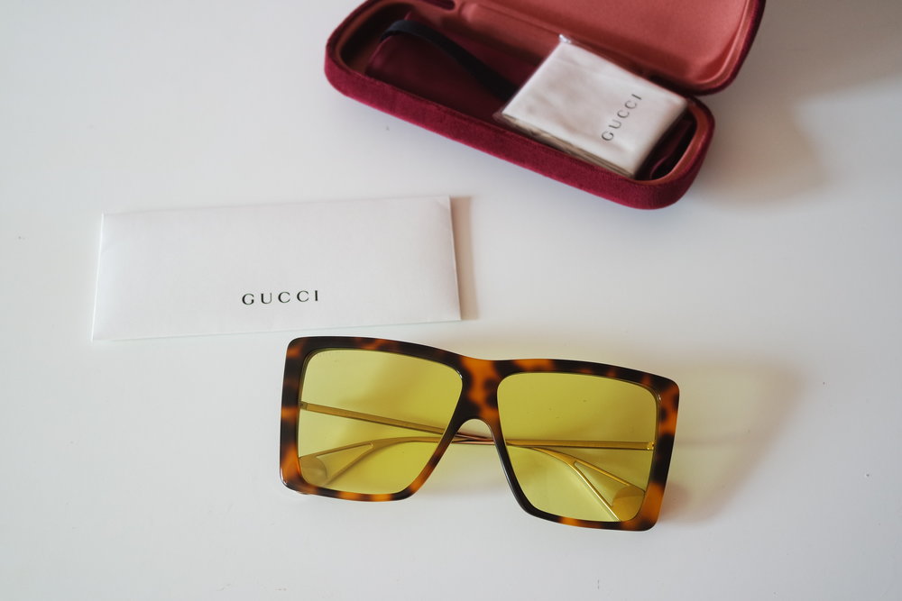 Gucci GG0434S Oversized Flat Top Sunglasses in Yellow Tint