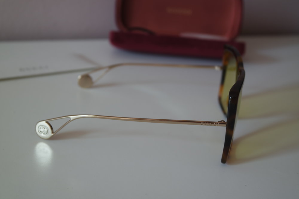 Gucci GG0434S Oversized Flat Top Sunglasses in Yellow Tint