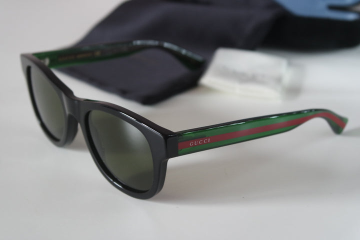 Gucci GG0003SN Square Striped Leg Sunglasses
