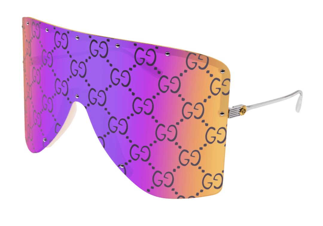Gucci GG1244S Oversized Pink Mirrored Logo Shield Sunglasses