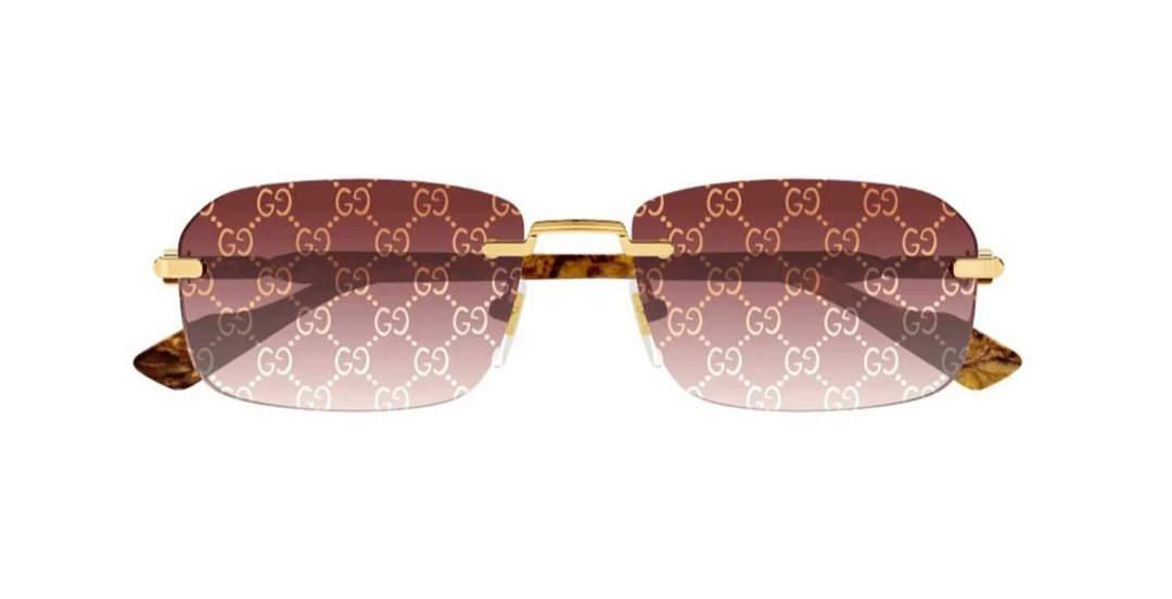 Gucci GG1221S Brown Monogram Rimless Sunglasses