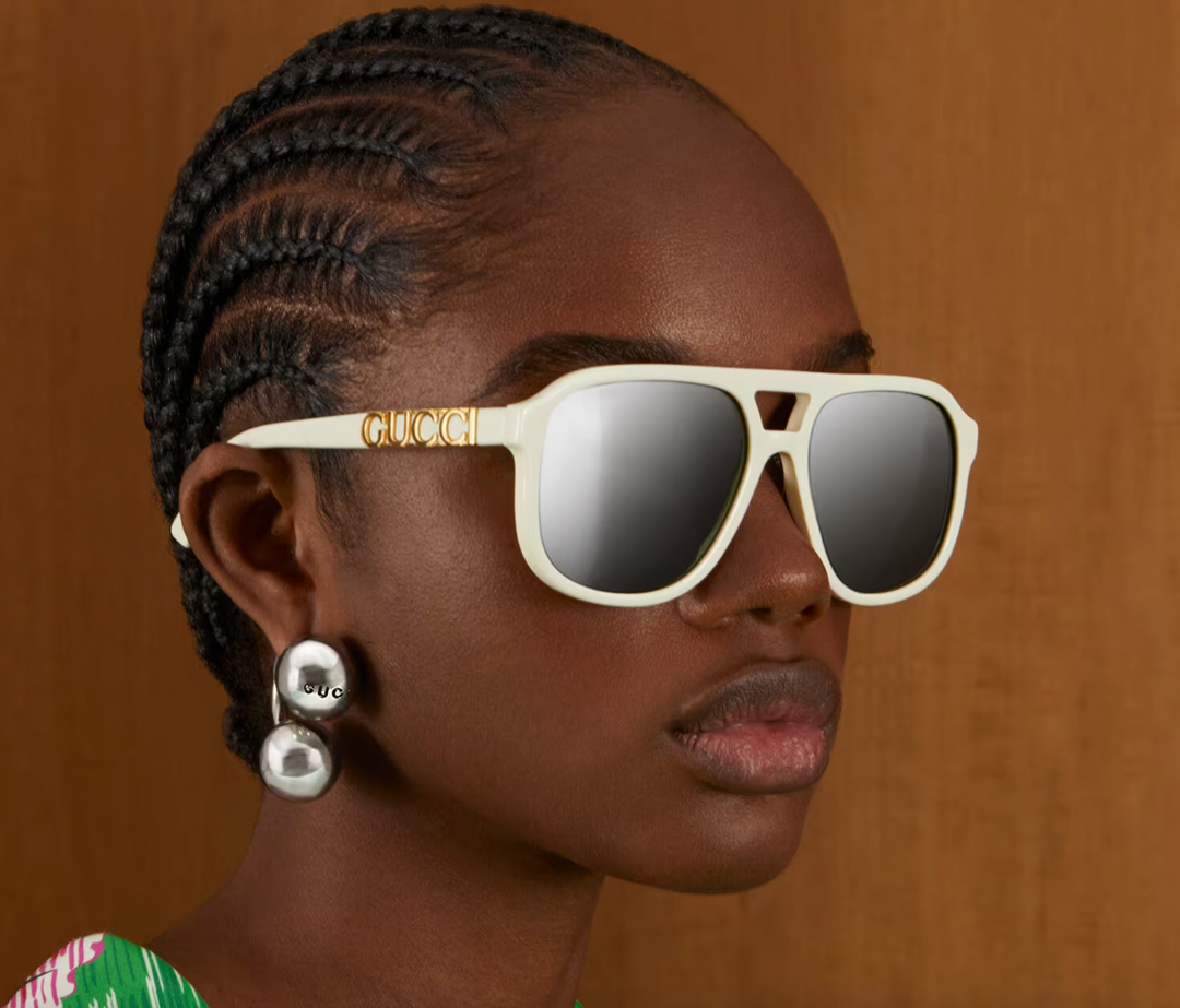 Gucci GG1188S Ivory Gold Aviator Sunglasses