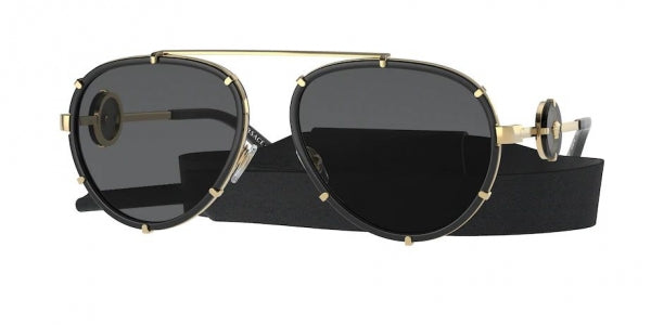 Versace VE2232 Oversized Aviator Sunglasses in Black Removable Strap