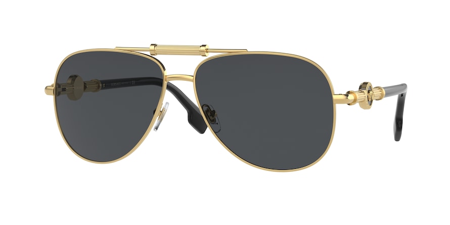 Versace VE2236 Medusa Aviator Sunglasses in Gold Dark Grey