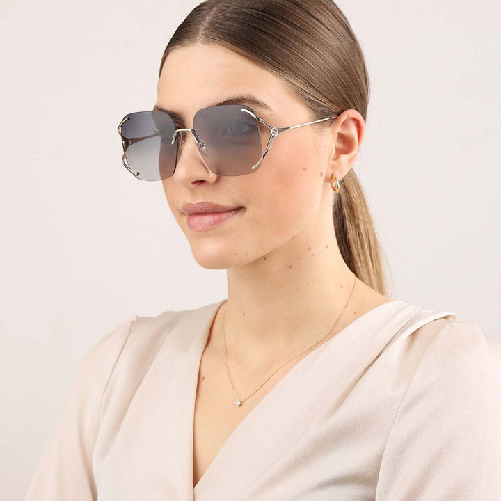 Gucci GG0646S Rimless Oversized Sunglasses in Grey Lens