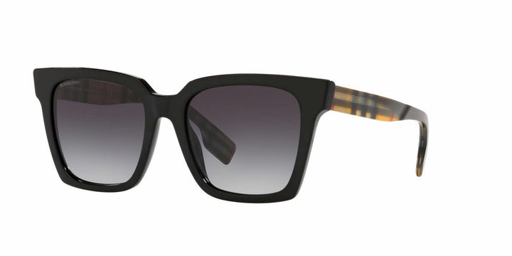 Burberry BE4335 Gafas de sol cuadradas negras con brazo a cuadros de arce