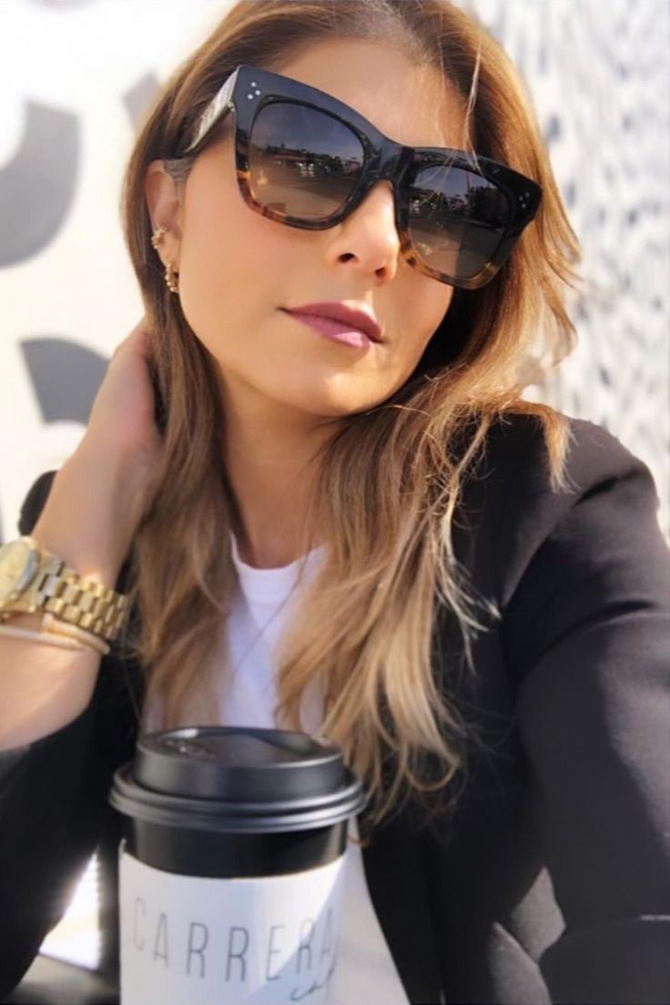 Celine CL4004IN Black Brown Two Toned Cat Eye Sunglasses