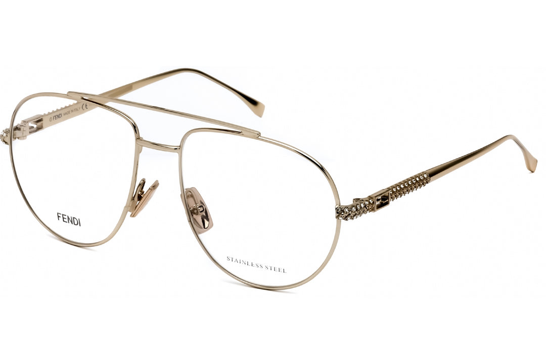 Fendi FF0446 Baguette Crystal Metal Pilot Eyeglasses Frames