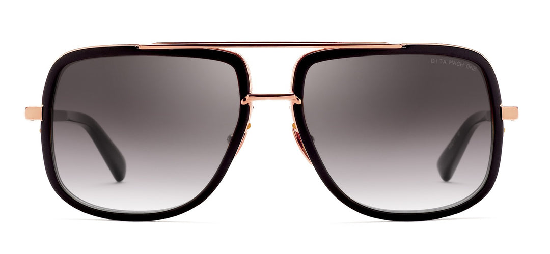 Dita Mach One Aviator Sunglasses in Matte Black / Rose Gold