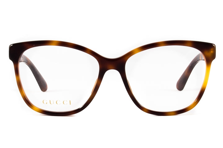 Gucci GG0421O Crystal Logo Cat Eye Eyeglasses Frames in Havana Brown