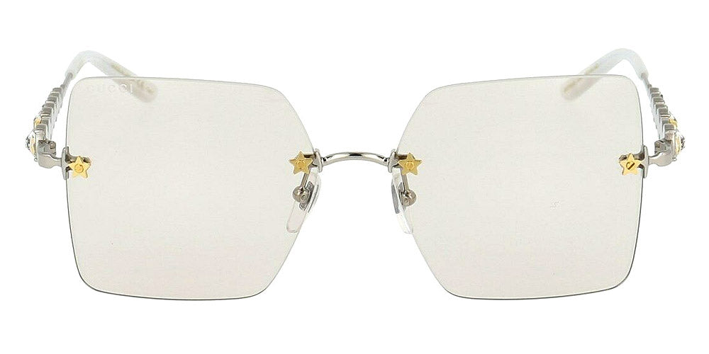Gucci GG0644S Silver Rimless Star Lens Crystal Sunglasses