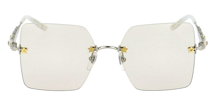 Gucci GG0644S Silver Rimless Star Lens Crystal Sunglasses