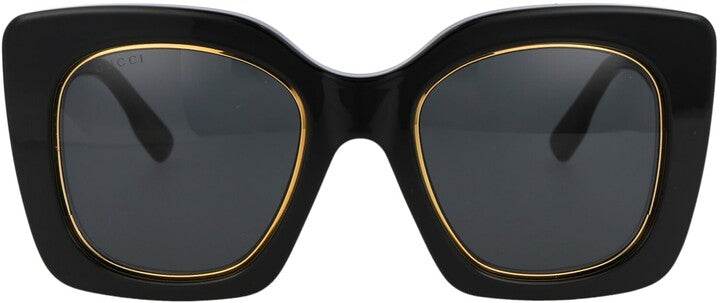 Gucci GG1151S Black Gold Oversized Sunglasses