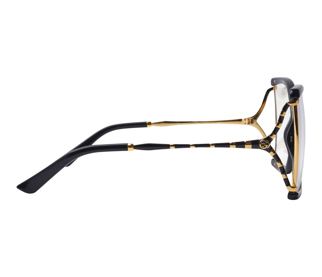 Monturas de anteojos con corte cuadrado extragrande en oro negro Gucci GG0592O