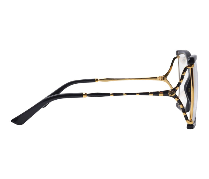 Monturas de anteojos con corte cuadrado extragrande en oro negro Gucci GG0592O