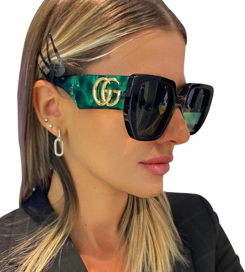 Gucci GG0956S Oversized Sunglasses in Black Green