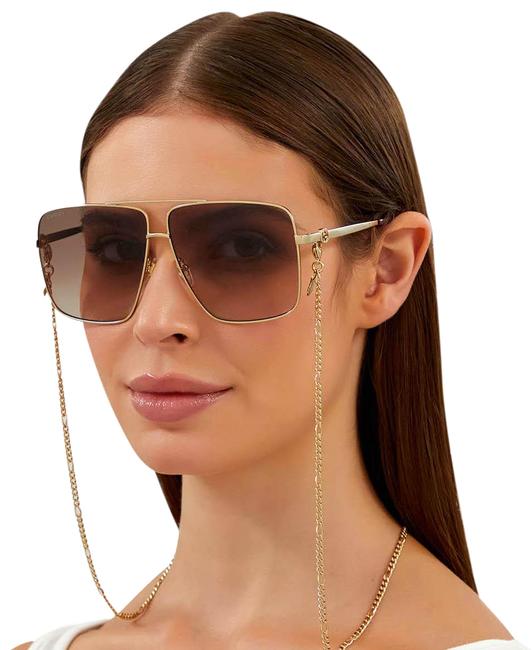 Gucci GG1087S Navigator Chain Oversized Pilot Sunglasses