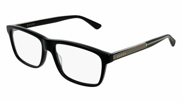 Gucci GG0384O Black Striped Leg Unisex Eyeglasses Frames
