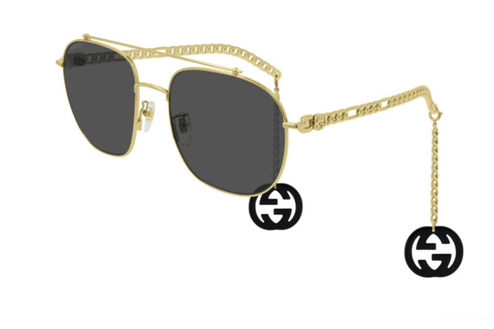 Gucci GG0727S Pendientes De Cadena Gafas De Sol De Gran Tamaño Lente Gris