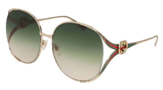 Gucci GG0225S Oversized Cutout Metal Sunglasses in Green Gradient
