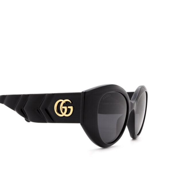 Gucci GG0809S Thick Rim Oval Quilted Sunglasses in Black