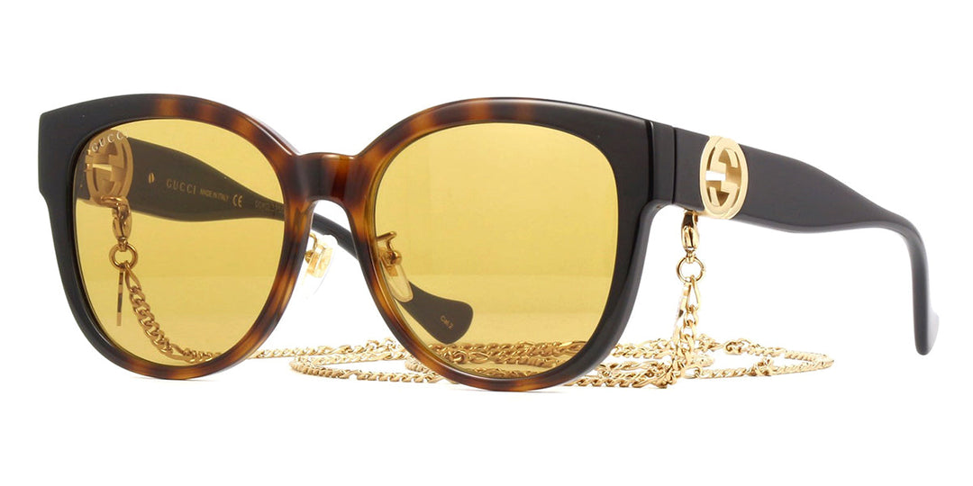 Gucci GG1028SK Gafas de sol redondeadas con cadena marrón 