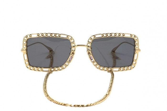Gucci GG1112S Collar de cadena Gafas de sol rectangulares 